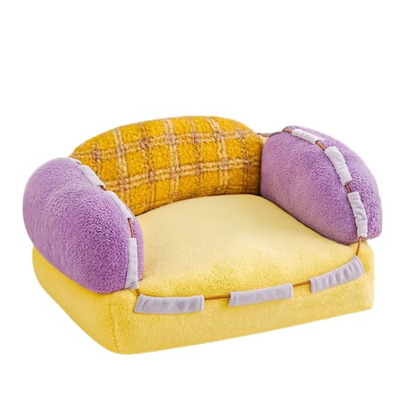 cute color blocked plush pet sofa bed 14