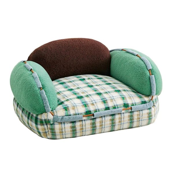 cute color blocked plush pet sofa bed 15