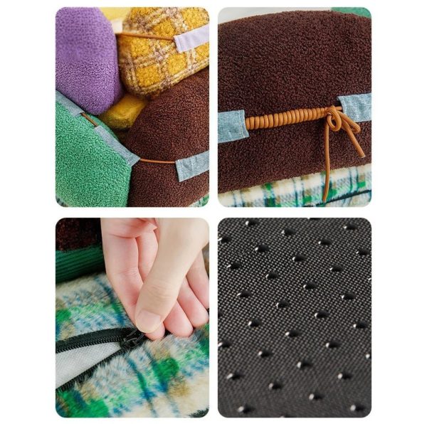 cute color blocked plush pet sofa bed 16