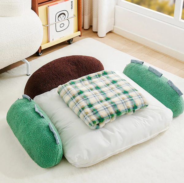 cute color blocked plush pet sofa bed 17