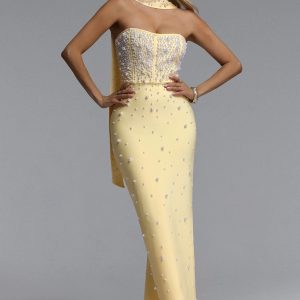 dalila strapless pearl bandage yellow maxi dress 11