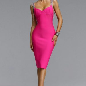 eleni rhinestone fringe strap bandage midi dress 11