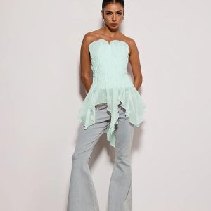 emke strapless ruched top in green 11 emke strapless ruched top in green 11