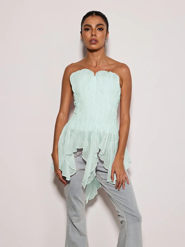 emke strapless ruched top in green 12