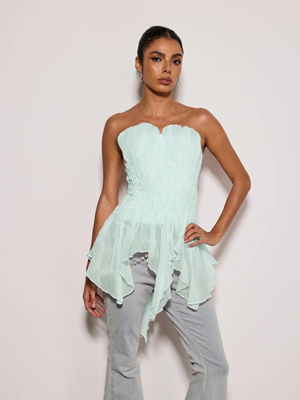 emke strapless ruched top in green 13