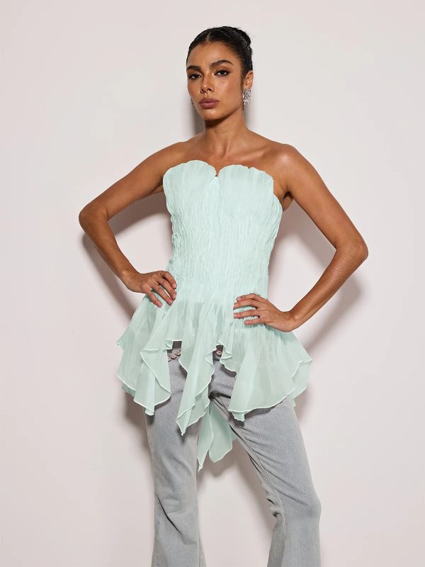 emke strapless ruched top in green 14