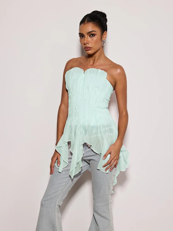 emke strapless ruched top in green 15