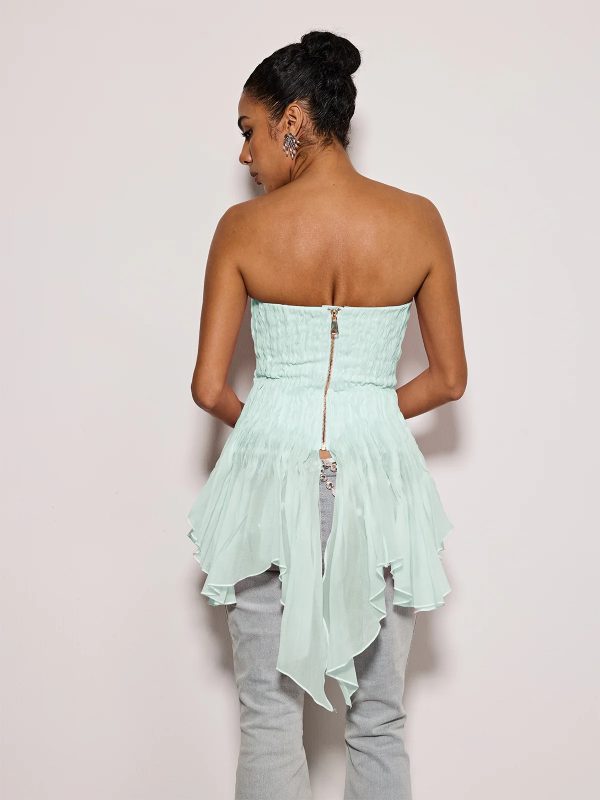 emke strapless ruched top in green 16