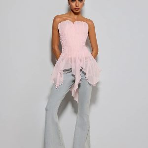 emke strapless ruched top in pink 11 emke strapless ruched top in pink 11