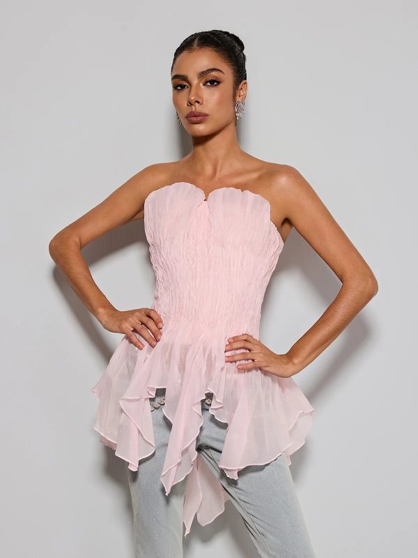 emke strapless ruched top in pink 13