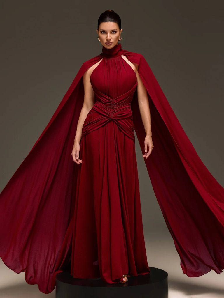 evarix cape sleeve maxi dress 11