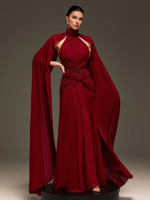 evarix cape sleeve maxi dress 12