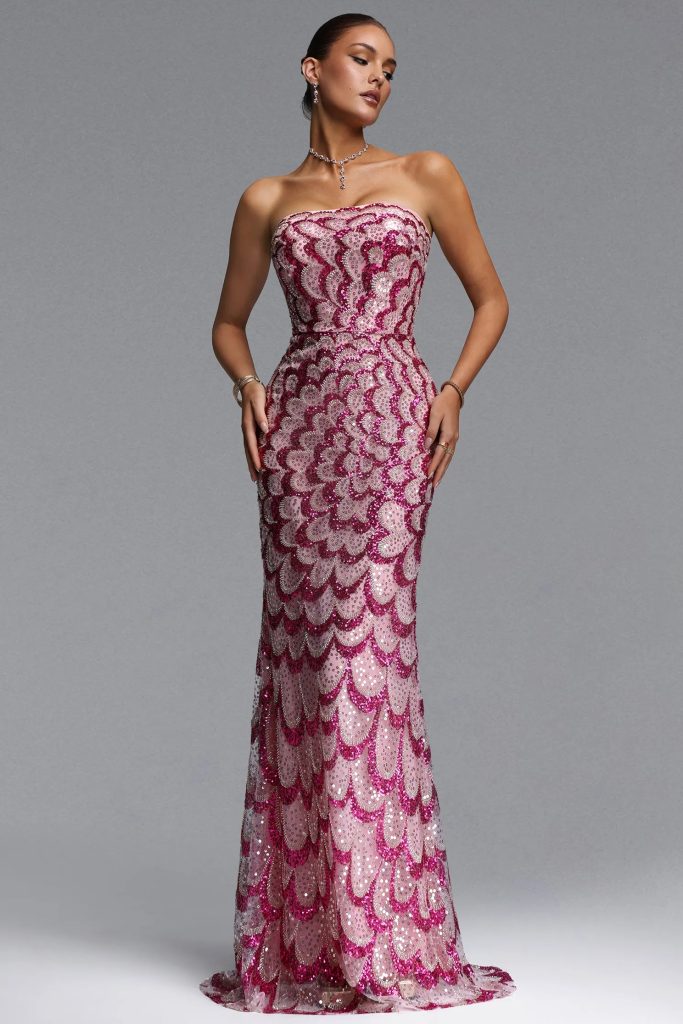 facia strapless sequin maxi dress 11