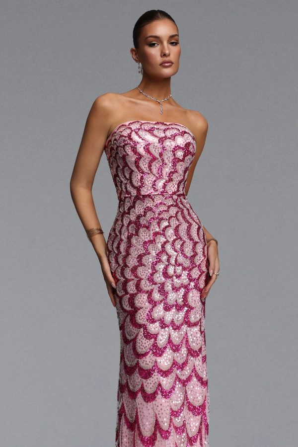 facia strapless sequin maxi dress 12