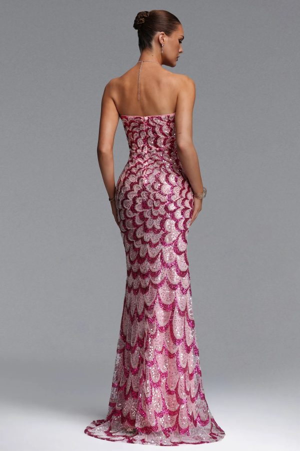 facia strapless sequin maxi dress 16