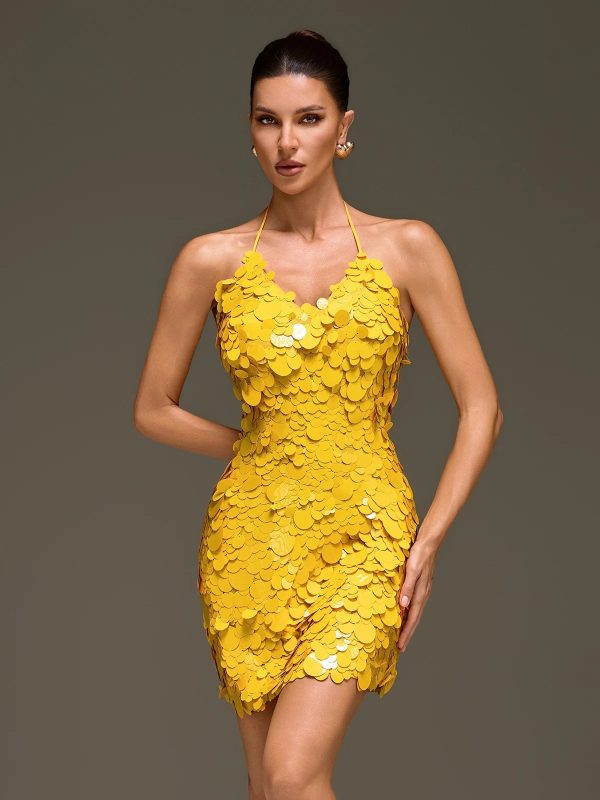 foryndal halterneck round sequin mini dress 14