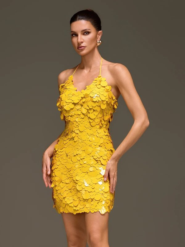 foryndal halterneck round sequin mini dress 15