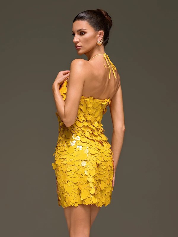 foryndal halterneck round sequin mini dress 16