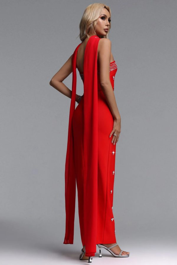 marina strapless rhinestone red bandage maxi dress 16