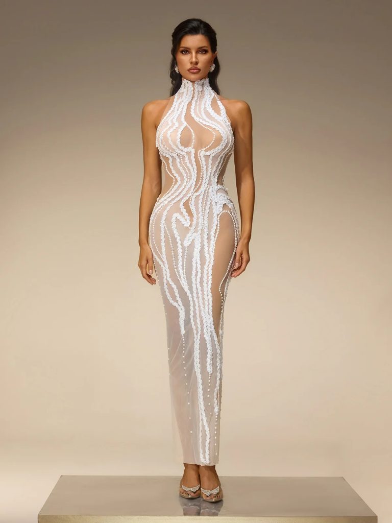 marvex sequin pearl mesh maxi dress 11