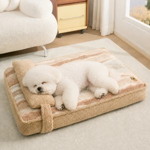 plush pet mattress bed with removable pillow 11