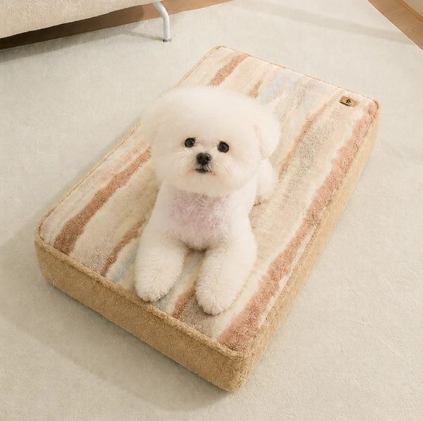 plush pet mattress bed with removable pillow 12