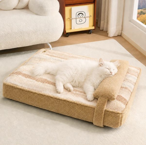 plush pet mattress bed with removable pillow 15