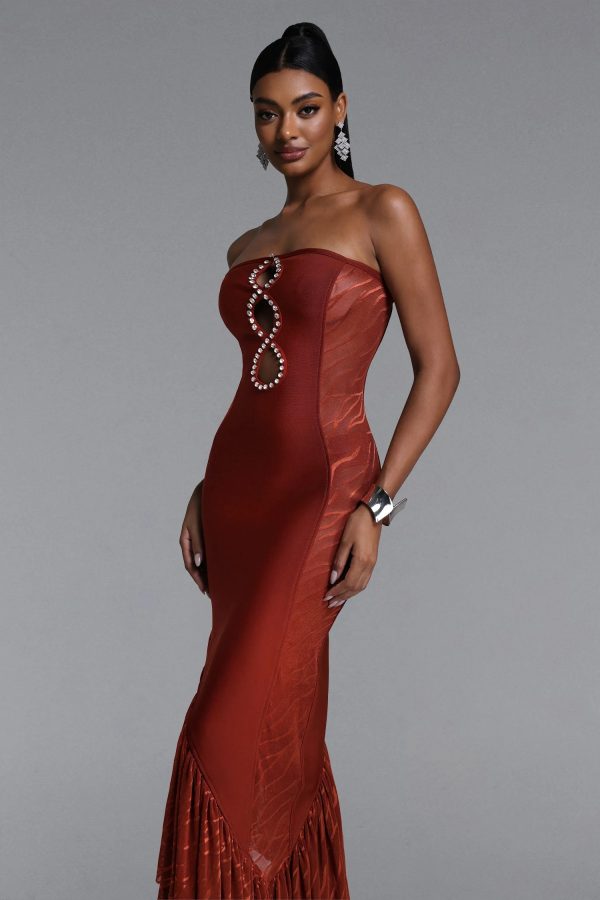 roche strapless cutout ruffle maxi dress 14