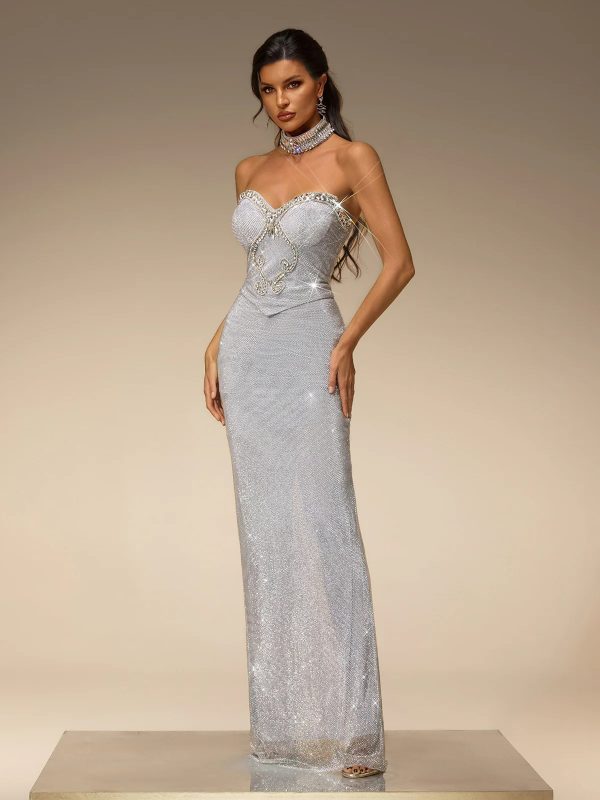 subtrix strapless rhinestone mesh maxi dress 14