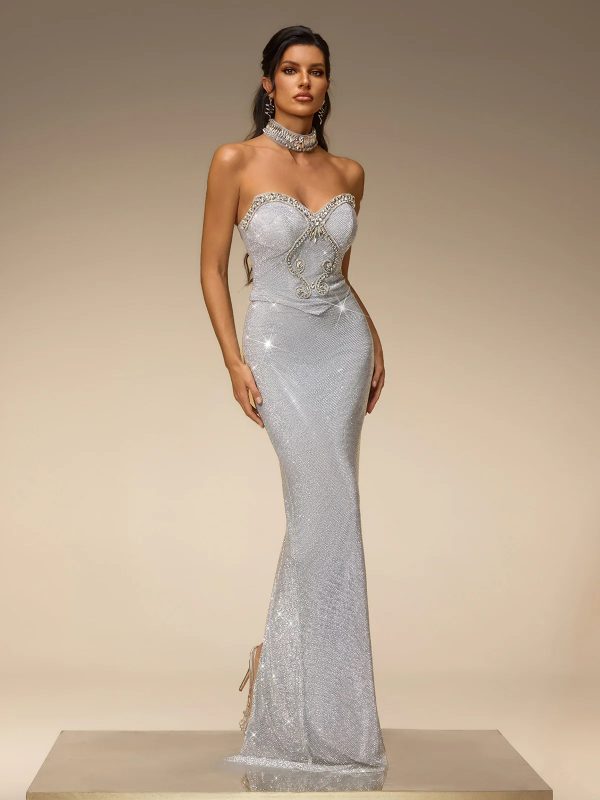 subtrix strapless rhinestone mesh maxi dress 15