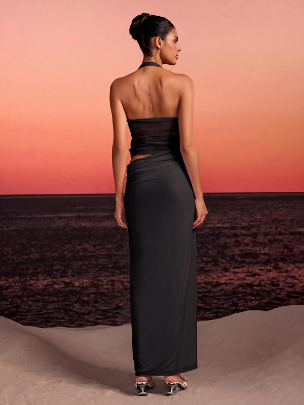 torinex halterneck flower maxi dress in black 16