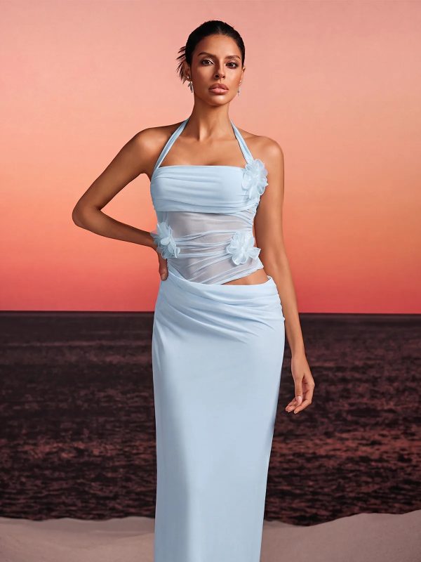 torinex halterneck flower maxi dress in sky blue 13