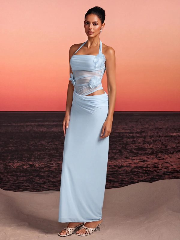 torinex halterneck flower maxi dress in sky blue 15