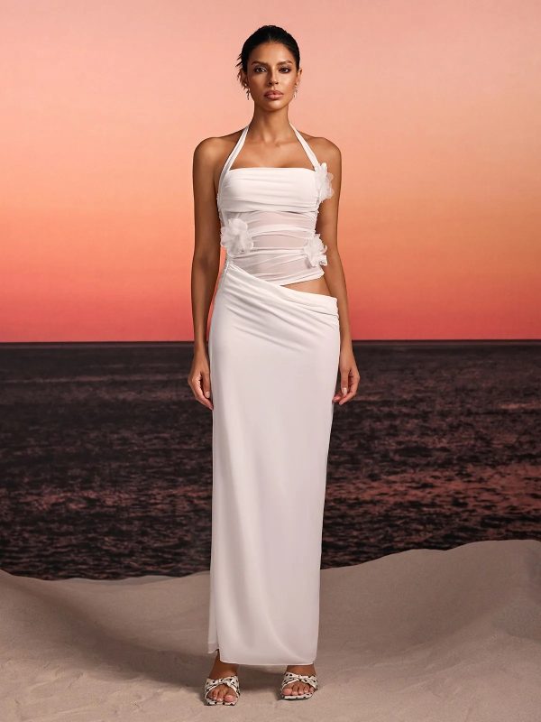 torinex halterneck flower maxi dress in white 12