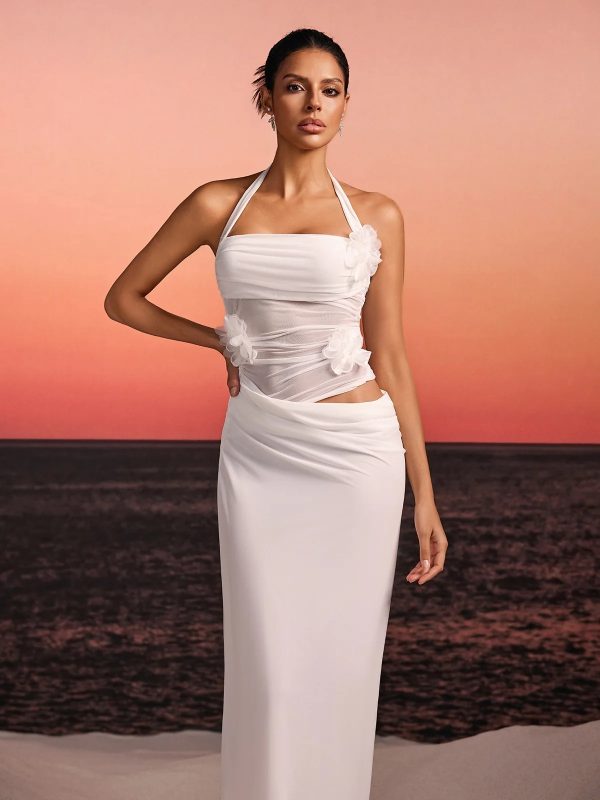 torinex halterneck flower maxi dress in white 15
