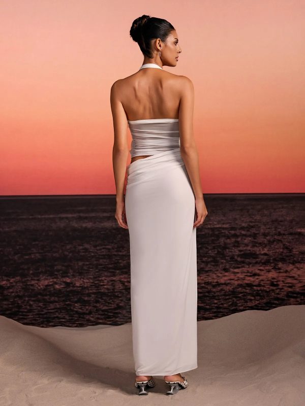 torinex halterneck flower maxi dress in white 16
