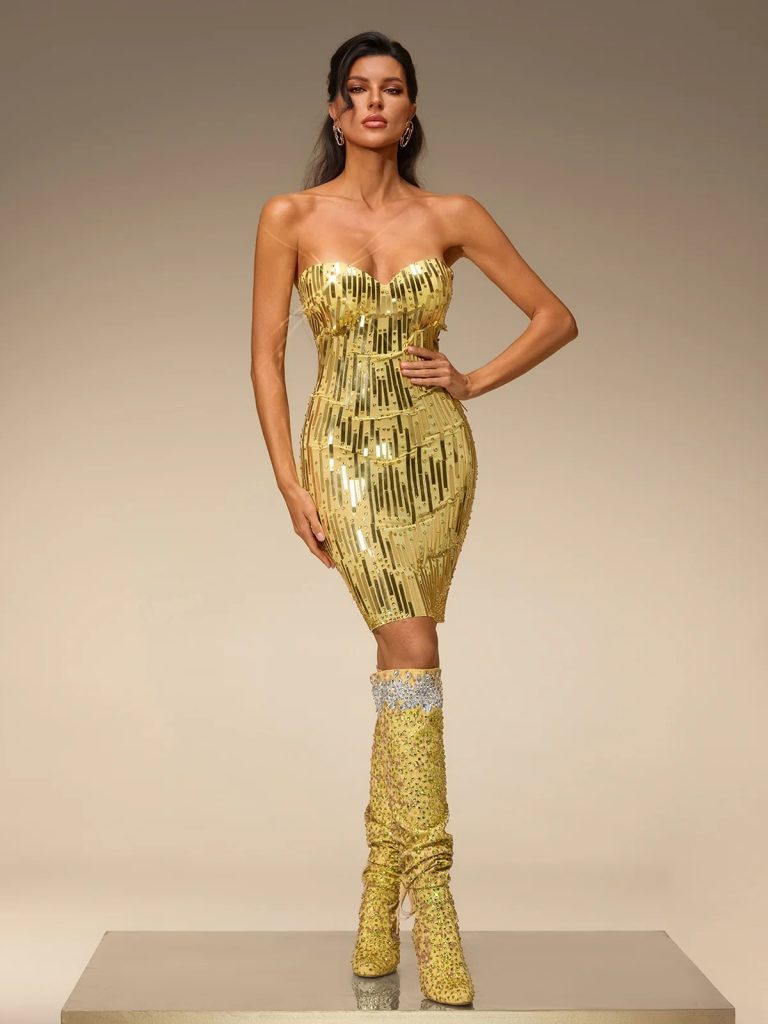 virela strapless rhinestone sequin mini dress 11