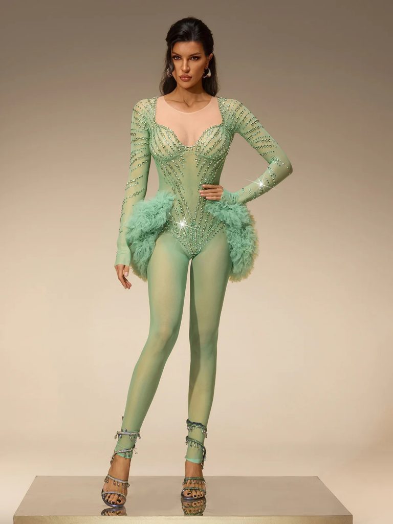 zireth long sleeve crystal mesh jumpsuit 11