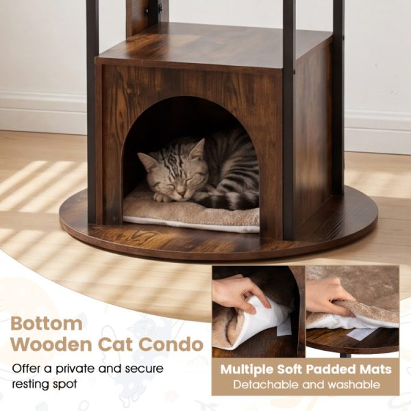 72 multi level cat tree with condo & round platforms with mats 14