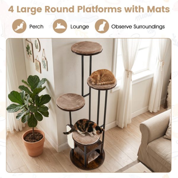 72 multi level cat tree with condo & round platforms with mats 15