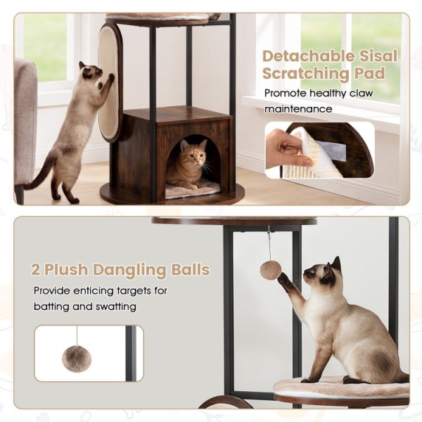72 multi level cat tree with condo & round platforms with mats 16