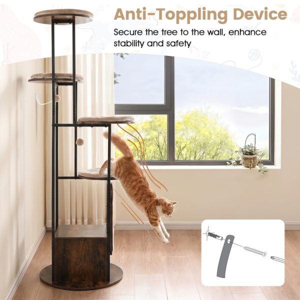 72 multi level cat tree with condo & round platforms with mats 18