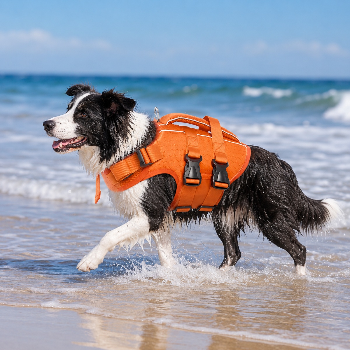 adjustable dog life jacket with reflective strips for medium & large dogs 11