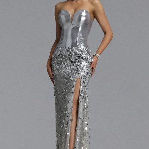 andrea strapless metallic satin 3d floral sequin maxi evening dress 11 andrea strapless metallic satin 3d floral sequin maxi evening dress 11