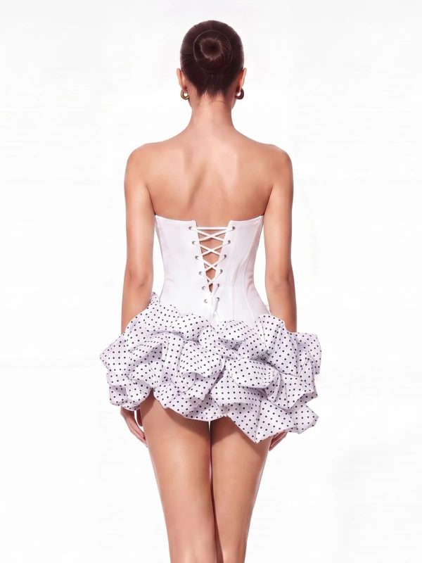 birtin strapless dot mini dress in white 15