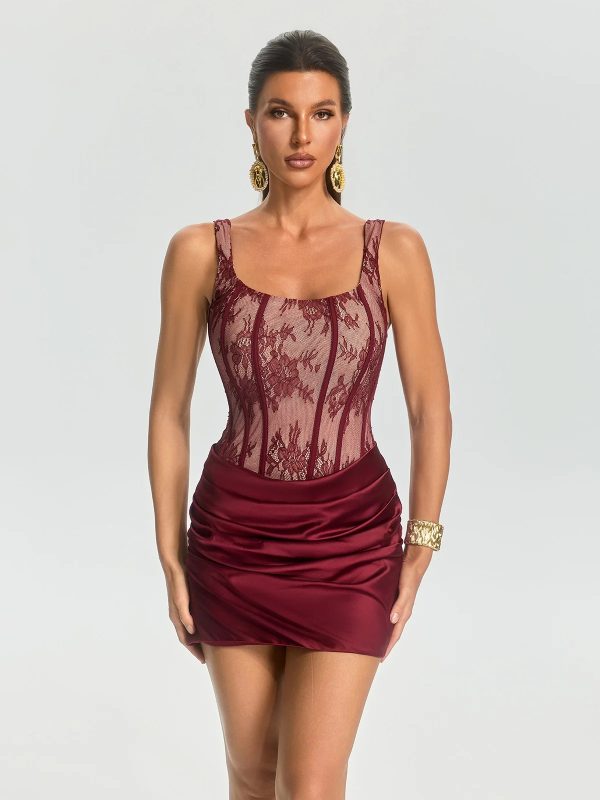 brexian lace ruched mini dress 12