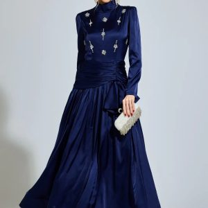 cohen blue diamond long sleeve maxi dress 11