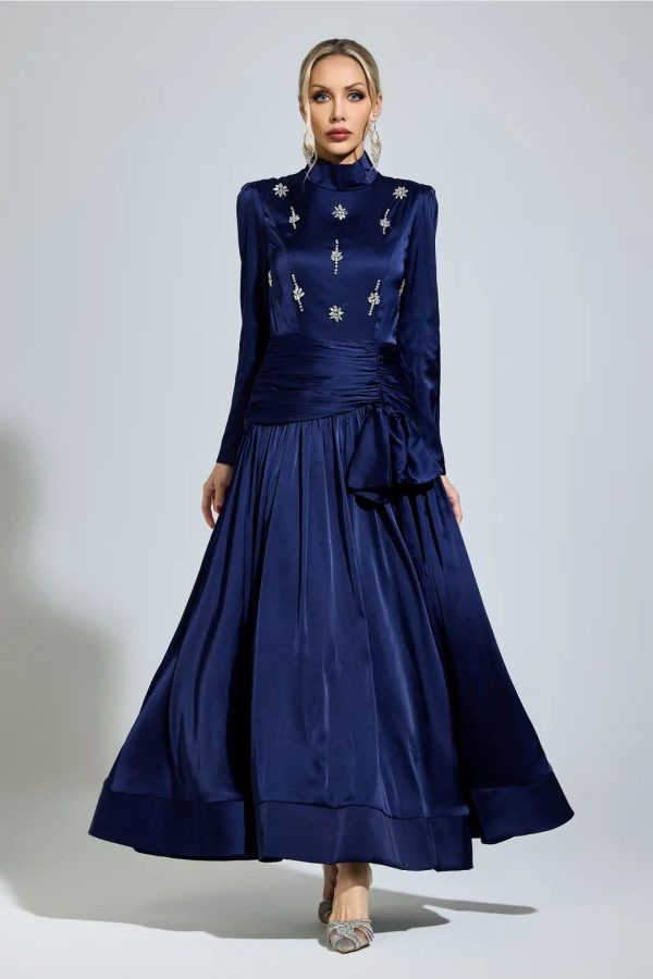 cohen blue diamond long sleeve maxi dress 12
