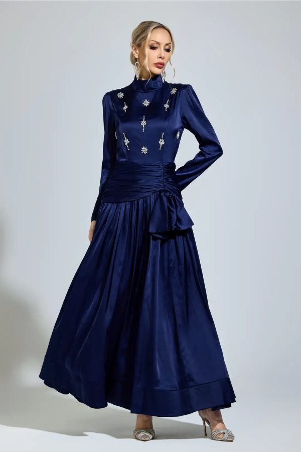 cohen blue diamond long sleeve maxi dress 13