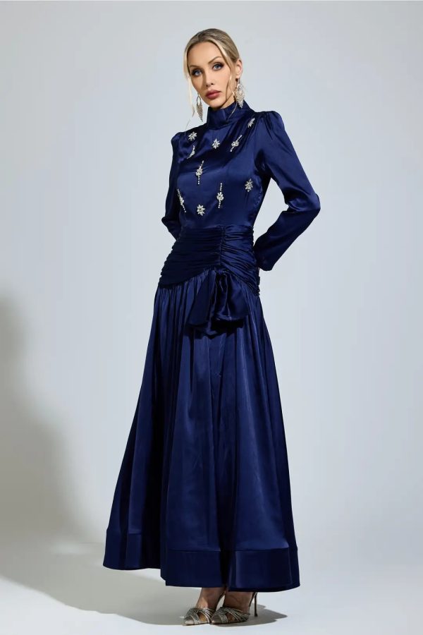 cohen blue diamond long sleeve maxi dress 14